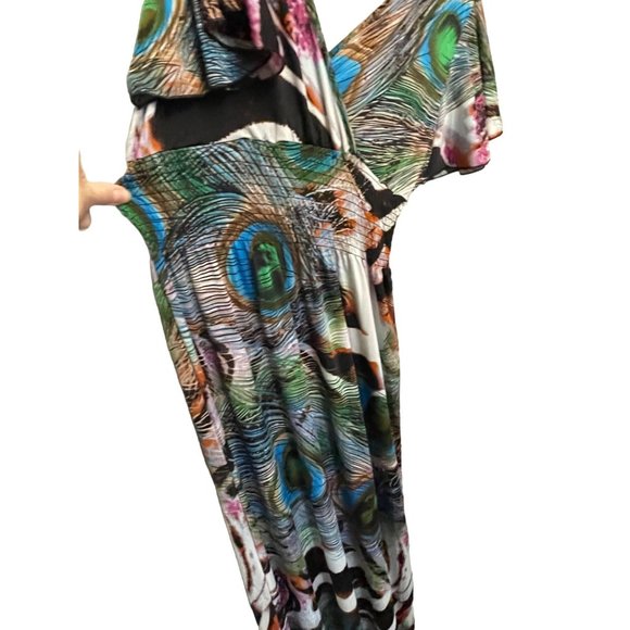 Tstfine Size 2XL Womens Peacock Print Maxi Dress #T-4-15 - Picture 7 of 8
